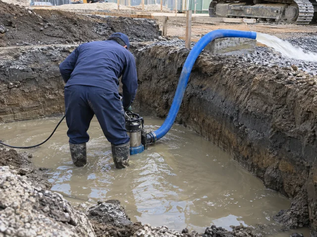 建設現場で排水作業をしているイメージ画像